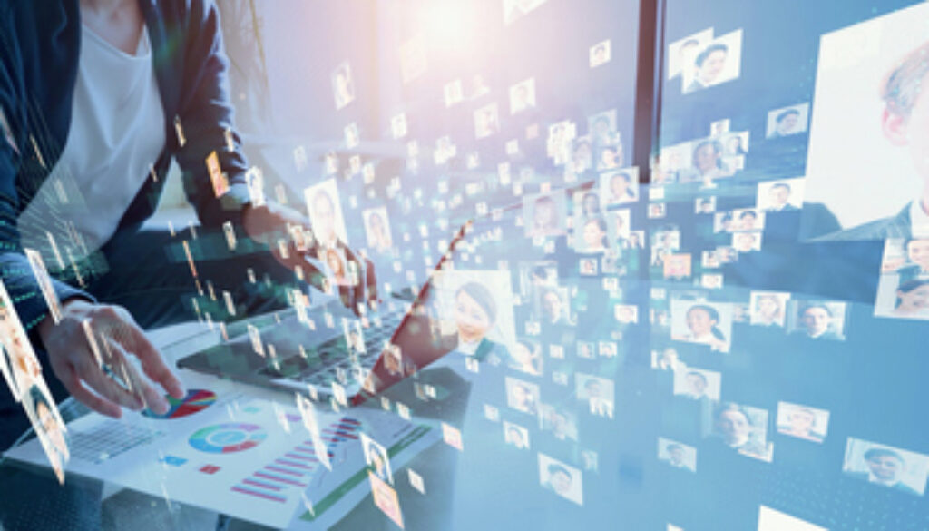 Global communication network concept. Social media. Social networking service.