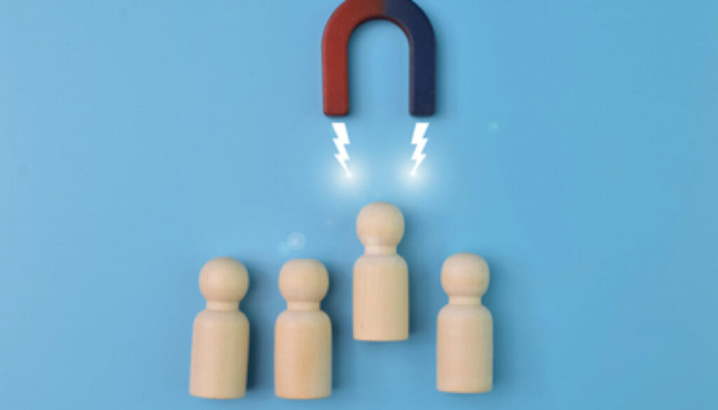 The magnet attracting new worker and staff based on recommendations, talent and interview. Recruitment of entire formed teams of employees.