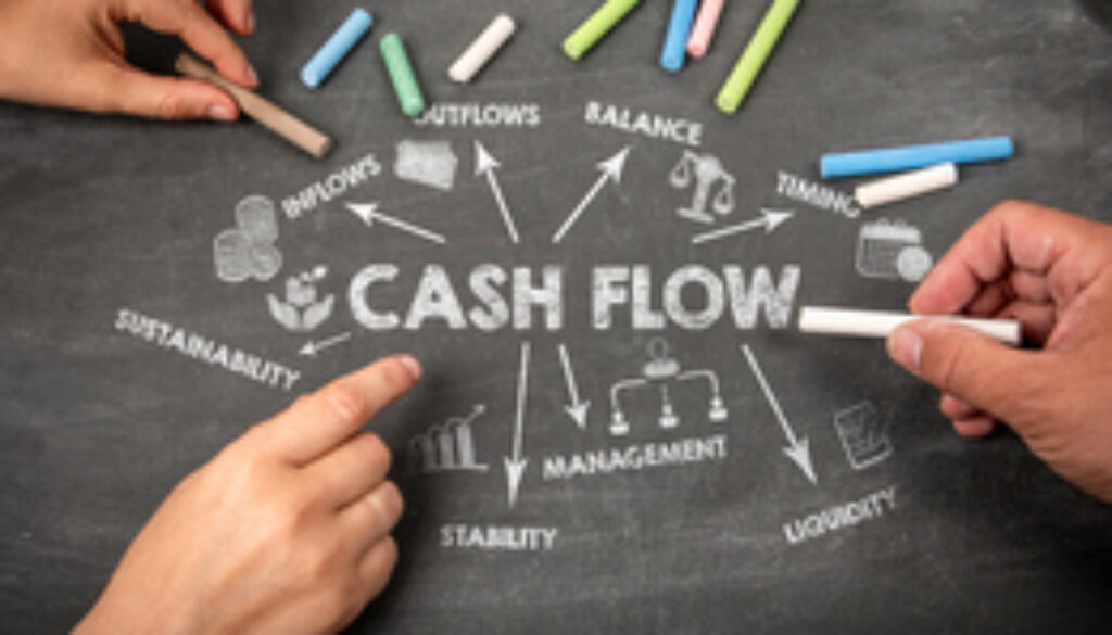 Cash Flow Concept. Chart with key words and icons
