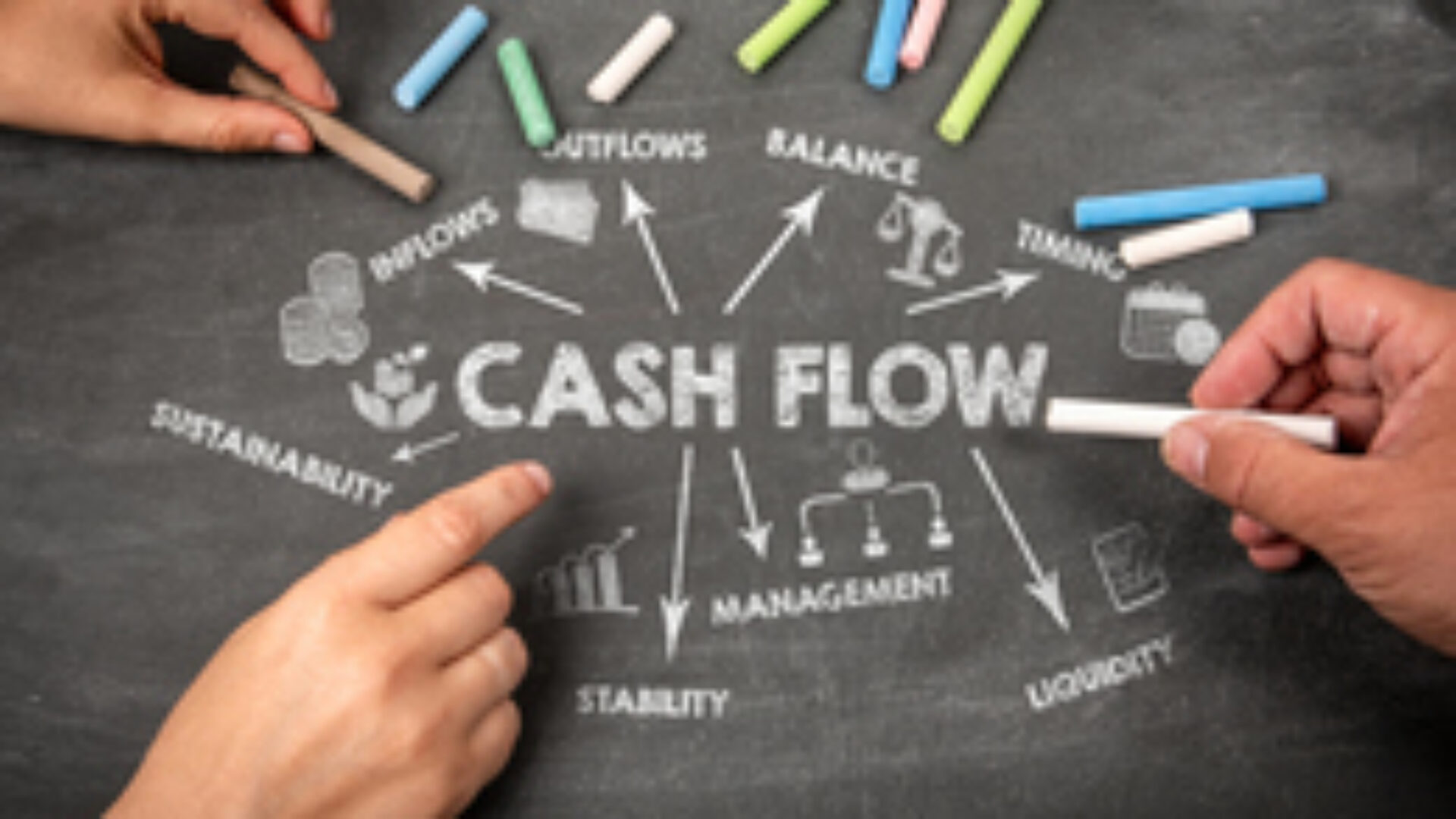 Cash Flow Concept. Chart with key words and icons