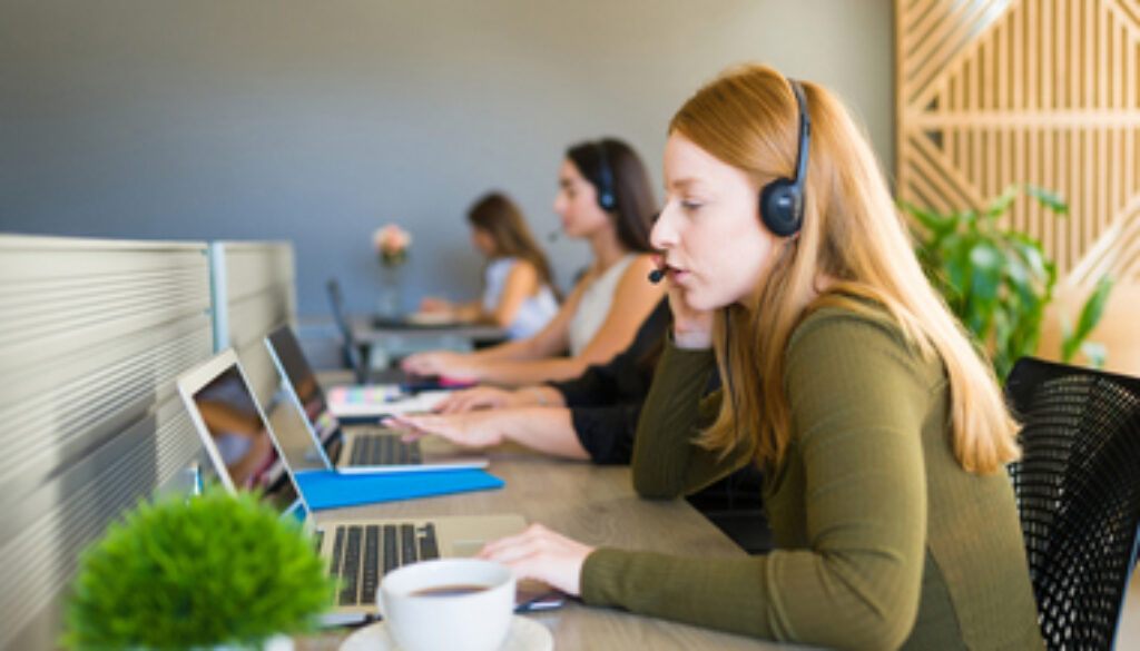 Female sales representative working in a call center