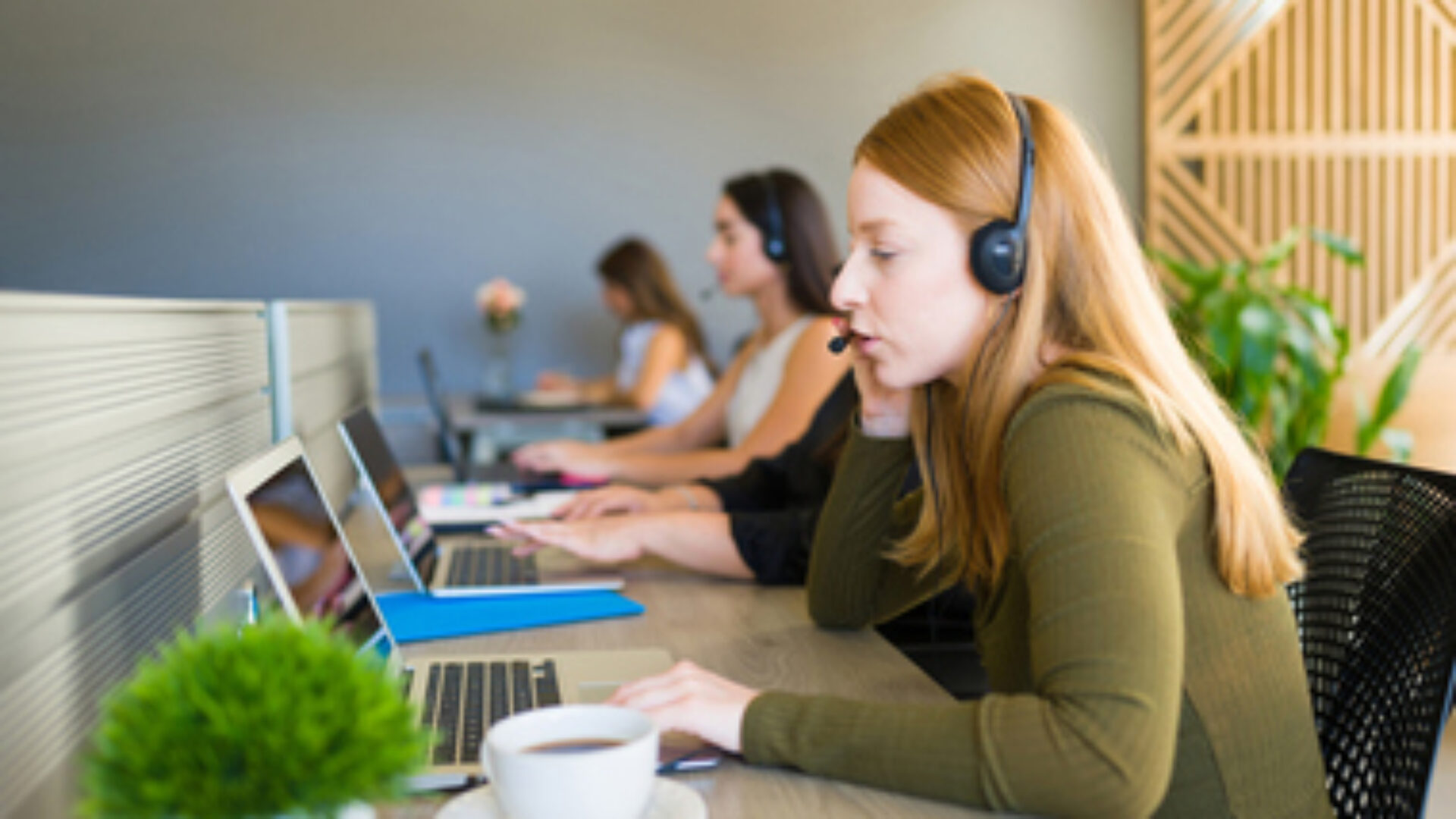 Female sales representative working in a call center