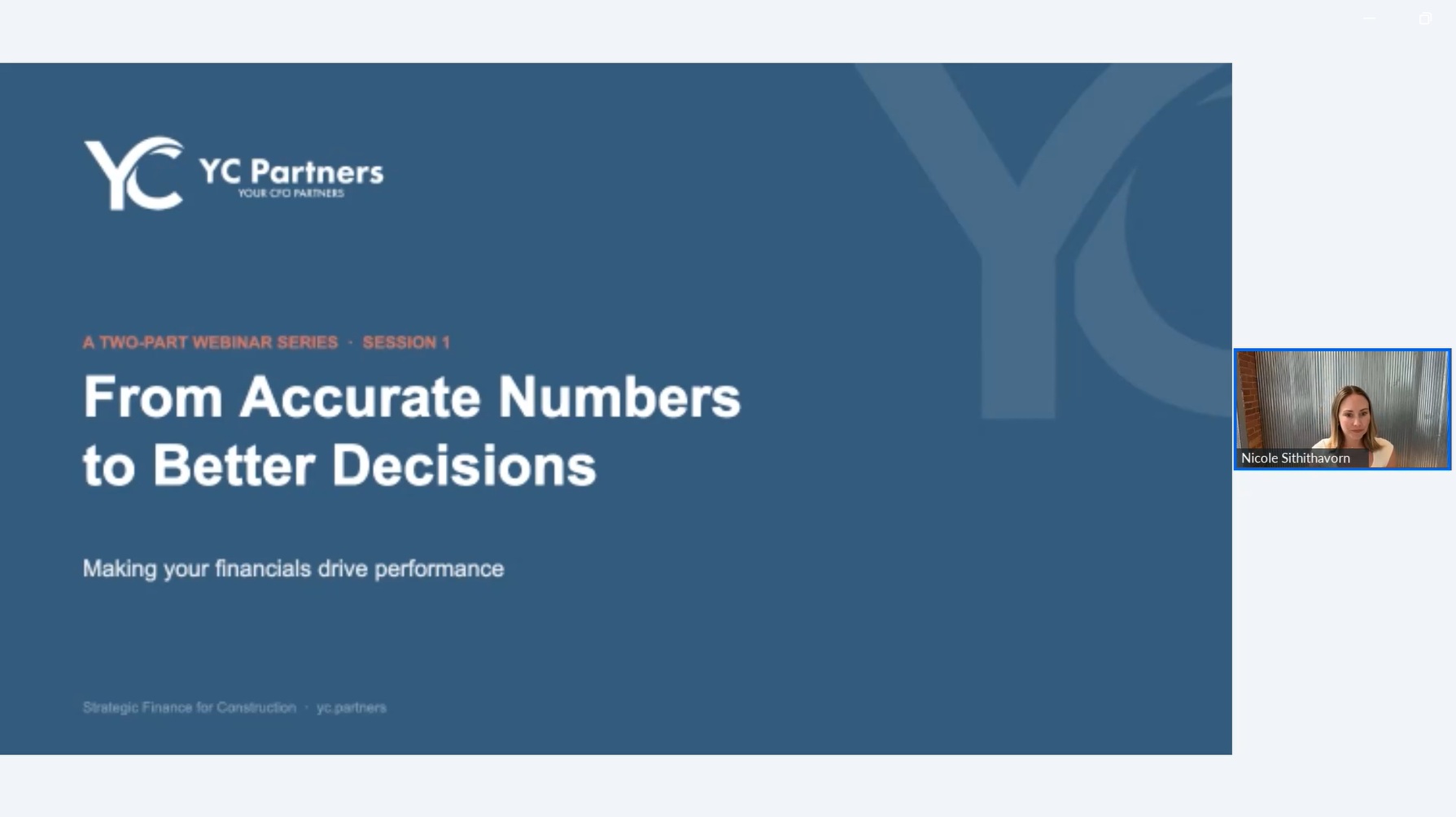 Strategic Finance for Construction - Session 1 — From Accurate Numbers to Better Decisions
