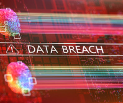 Data Breach Concepts. Fingerprint with abstract data on digital screen.